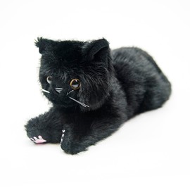 RLOMUTE 15.7Zoll Schwarz Katze-Plüschtier realistisches Kätzchen-Stofftier Spielzeug weiches kuscheliges für Gastgeschenke Begleiter Schlafzimmer Auto Heimdekoration Sammlergeschenk für Kinder