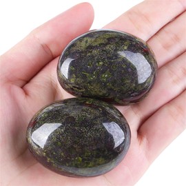 YATOJUZI 1.6"-2" Dragon Blood Stone Natural Crystals and Healing Stones Worry Stones Polished Rocks Gemstones Palm Stone for Meditation Chakra Balancing Crystal Gifts 1PCS