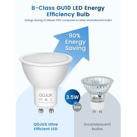 QOJUX GU10 LED Cool White Bulb, 3.5 W 593 Lumen GU10 Bulb, 6000 K Cool White Spot GU10 Energy Saving Bulb, 50 W Halogen Bulb Replaced, Beam Angle 120° Bulb, Not Dimmable, Pack of 10
