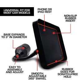 CupHolderHero Universal Multifunction Tray & Removable Liner Mat - Car & Truck Accessories - Non Slip Anti Dust Surface to Enhance Cup Inserts - Fits Most Vehicle Interiors (Orange Trim)