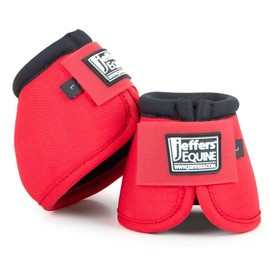 Jeffers Equine Ballistic Bell Boots - Red, Large | Shock Absorbing Hoof Protection for Horses | Secure Double Hook & Loop Closure, Perfect for Travel, Training, & Equestrian Riding