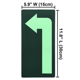 Aspire (Pack of 6) Glow in the Dark Safety Sign, Luminous Arrow Sign Foot Print Sign, Fluorescent Exit Sign for Floor Stairs-Left-11.8" L x 5.9" W