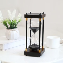 Hourglass Timer 60 Minutes Sand Timer for Gift 1 Hour Glass Sand Clock for Home/Desk/Office Decor and Classroom Timer (Black, 60 Minutes)