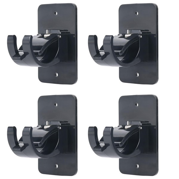 4Pcs Self-adhesive Curtain Rod Clips, Universal Plastic Curtain Rod Clips, No Drilling,for C urtain Rods up to 40mm (black) (Curtain Rod Not Included)