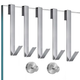 DAWZMR 5 PCS 10″ Shower Glass Door Towel Hooks with 2 Suction Cup Hook, Heavy Duty Drilling-Free Extended Over The Shower Rack