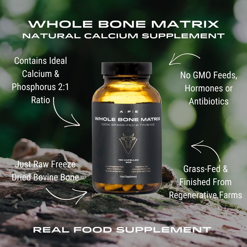 APE Nutrition Whole Bone Matrix Capsules - Natural Calcium &