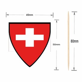 AK Giftshop Switzerland Flags Party Food Sticks Picks Cupcakes Decorations Toppers (24 Pack)