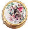 Watercolor Elephant Flowers Brass Round Pill Box
