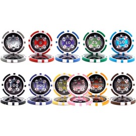 New 600 Ace Casino Poker Chips Set with Aluminum Case - Pick Denominations!