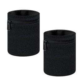 Pack of 2 Black Wrist Bag, Sports Wrist Bag with Practical Zip, Portable Nylon Wrist Wallet, Unisex Wristband Purse, Small Item Storage, for Jogging Sports
