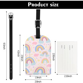 Deokke 2 Pack Luggage Tag Suitcase Tags PU Leather Identifiers Privacy Cover Luggage Tags Aesthetic Cute Travel Bag Labels for Women Girls Men (X3-Rainbow)