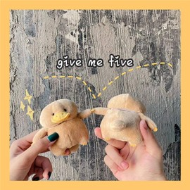 SGVAHY Case for Airpods 3 Case Cover with Keychain Kawaii Airpod Case Cover Cute Duck Airpods 3 Generation Wireless Charging Case Fluffy Soft Plush Airpod Case (Khaki Duck)