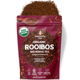 Organic Rooibos Loose Leaf Tea | 100% Pure South African Red Tea | Naturally Caffeine-Free | USDA Organic | 1lb Bulk Bag | Smooth & Earthy Flavor | Herbal Wellness | Non-GMO