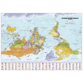 Upside Down World Political Wall Map - 39.25" x 27.5" Paper