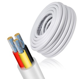 16 Gauge 3 Conductor Electrical Wire, 32.8FT Low Voltage 16/3 Tinned Copper Stranded 3 Wire Cable, 16 AWG White Flexible Extension Power Cord for Automotive, LED Lamp, Outdoor Landscape Lighting Etc