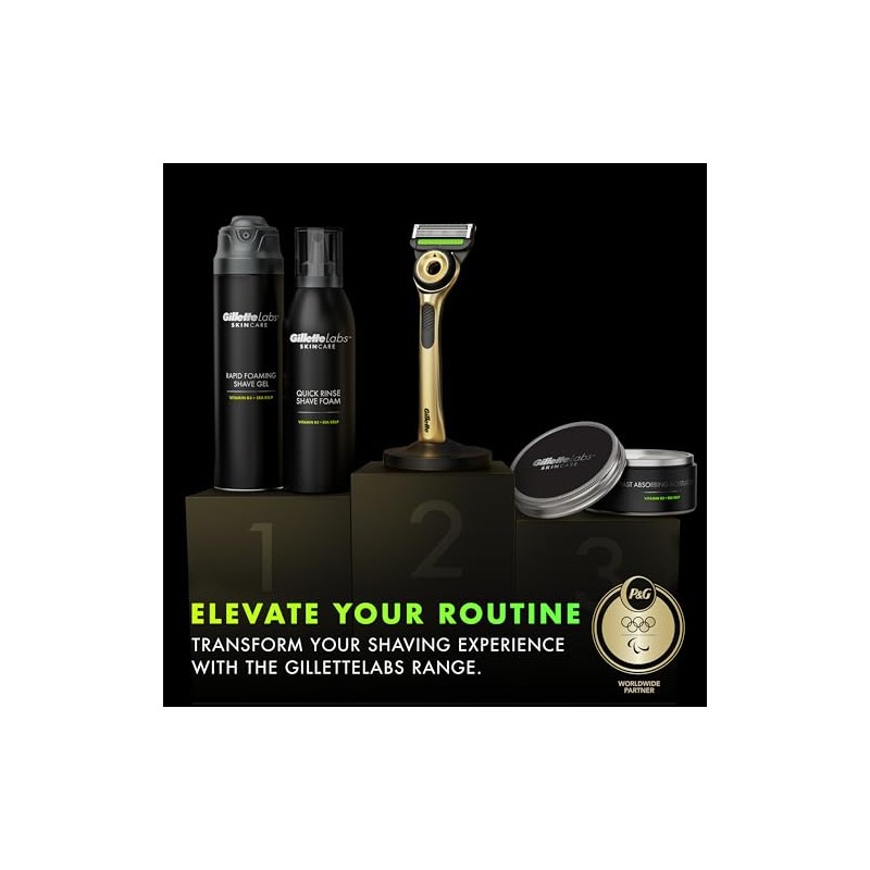 GilletteLabs with Exfoliating Bar Razor for Men, Champion Gold Edition