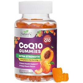 CoQ10 Gomitas - Vitaminas de Goma de Melocotn con Coenzima Q10 de Alta Absorcin, 100 MG - Suplemento Diettico Antioxidante Natural para Apoyo de la...