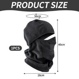 HDGSAFD 1 x Polar Fleece Cycling Mask, Warm Mask, Windproof Mask, Comfortable Breathable Mask, Ski Mask (Black), black
