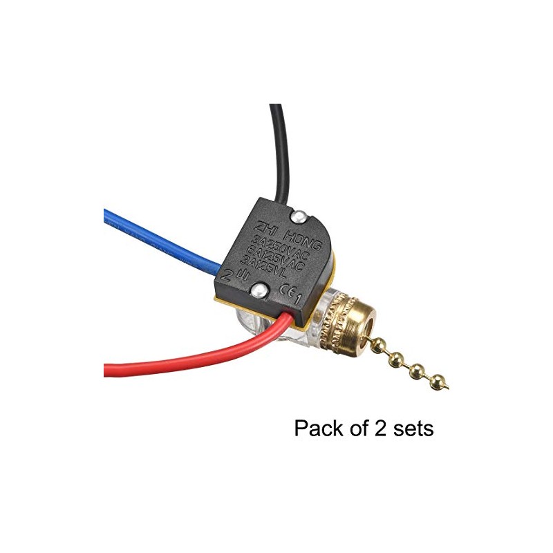 sourcing map 3 Way Fan Light Switch with Brass Pull