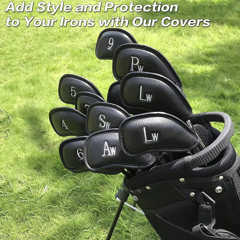 Golf Iron Head Covers Numbers Synthetic Leather Headcover Deluxe Value