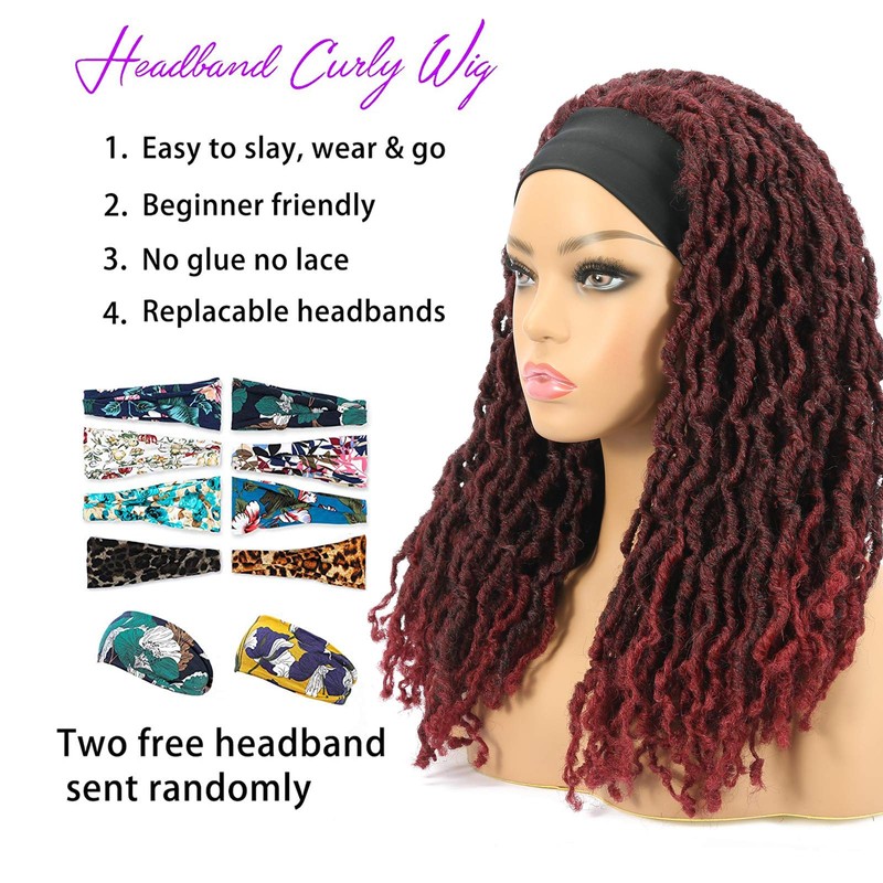 ROSEBONY Headband Wig Nu Faux Locs Wigs for Black Women