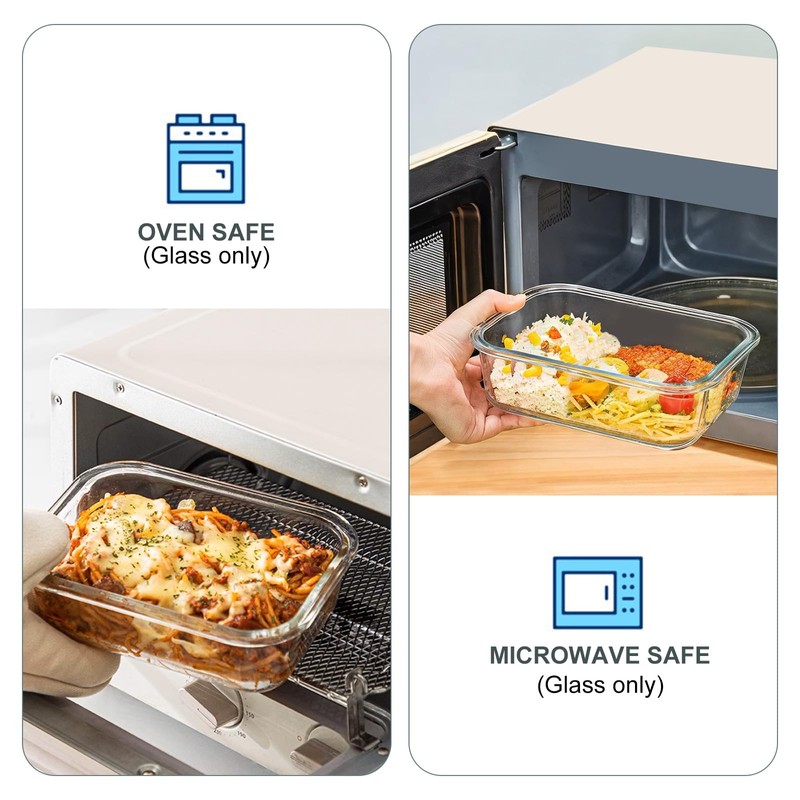 KOMUEE 10 Pack Glass Food Storage Containers, Meal Prep Containers