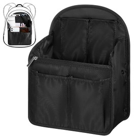Dansydaisy Mini Backpack Organizer Insert Black Waterproof Purse Organizer Insert Nylon Bag Insert Organizer with Many Pockets for Men and Women, Fits Small Backpacks, 11 x 7.8 x 4.7 Inch