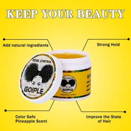 Edge Control Wax for Women Strong Hold Non-greasy, 4 OZ Edge Wax Styling Gel for Black Women Hair No Flaking, White Residue, Shine and Smooth, Long Lasting For All Hair Types (Pineapple Scent)