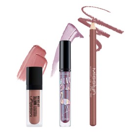 Misslyn | High Gloss Lip Gloss Moisturising and Voluminous for Full Lips, 3 Long Lasting Pencils, Precision Pencil with Light Colour - Lip Gloss Set