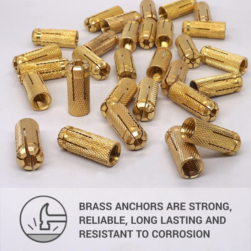 SKIR'CO (Pack of 6) Brass Drop in Anchor M12 x