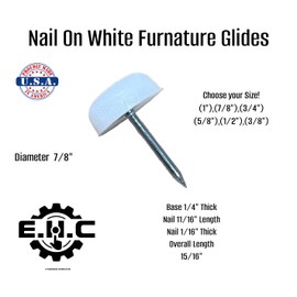 Nail On Furniture Glides/Flat Head/Chair Foot Glides in White Pack of 20/ Choose Your Size! (1”,3/4”,1/2”,5/8”,7/8”3/8") by E.H.C (7/8" Diameter)
