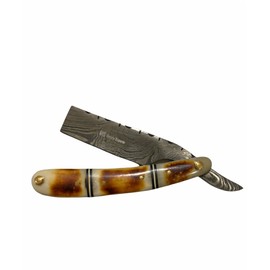 Hand Made Damascus Steel Straight Razor shaving razor folding knife Ready Classic Barber Blade Edge, Men Straight Razor, Be Close Shave, Best Great Gift (White Brown)