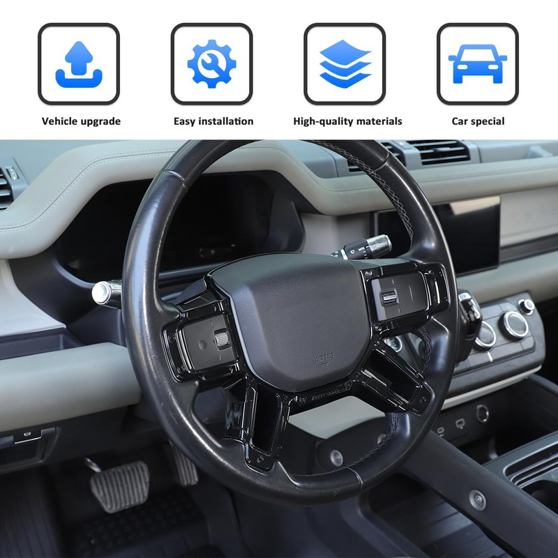 ABS Black Car Steering Wheel Decoration Frame Trim Compatible with