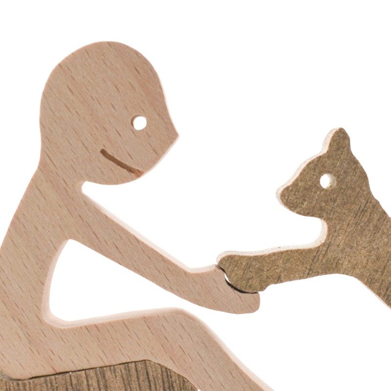 Enkrio Cat Figurine Wooden Sculpture Object Nordic Interior Wood Decoration