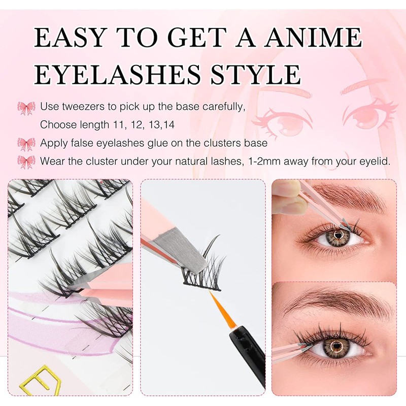 EMEDA DIY Eyelash Extensions, Mix 11-14 mm, 70 Pieces, Cluster
