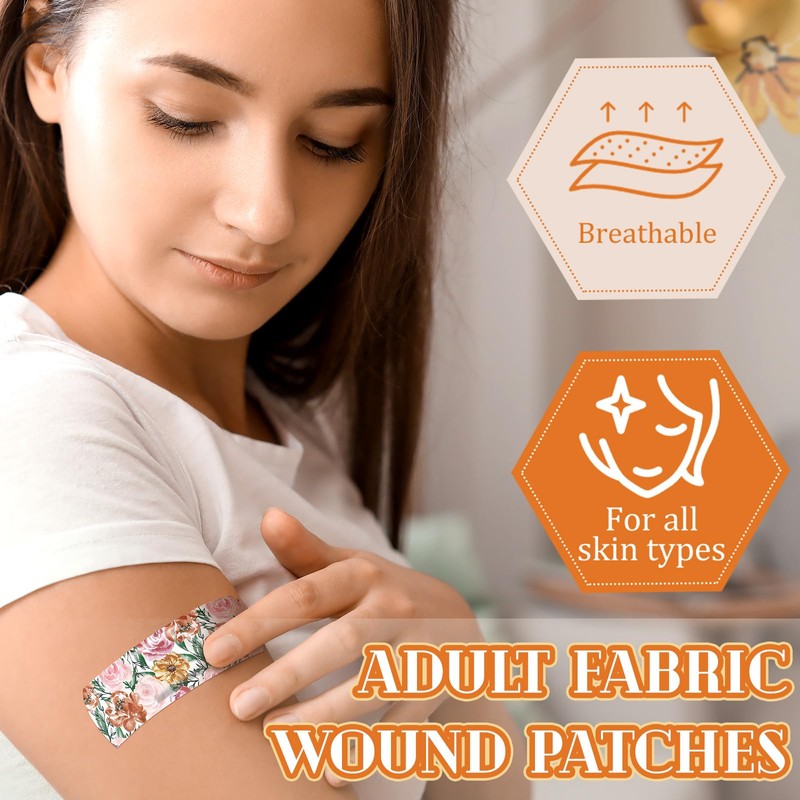 Threlaco 180 Pcs 12 Styles Fabric Flexible Adhesive Bandages Bulk