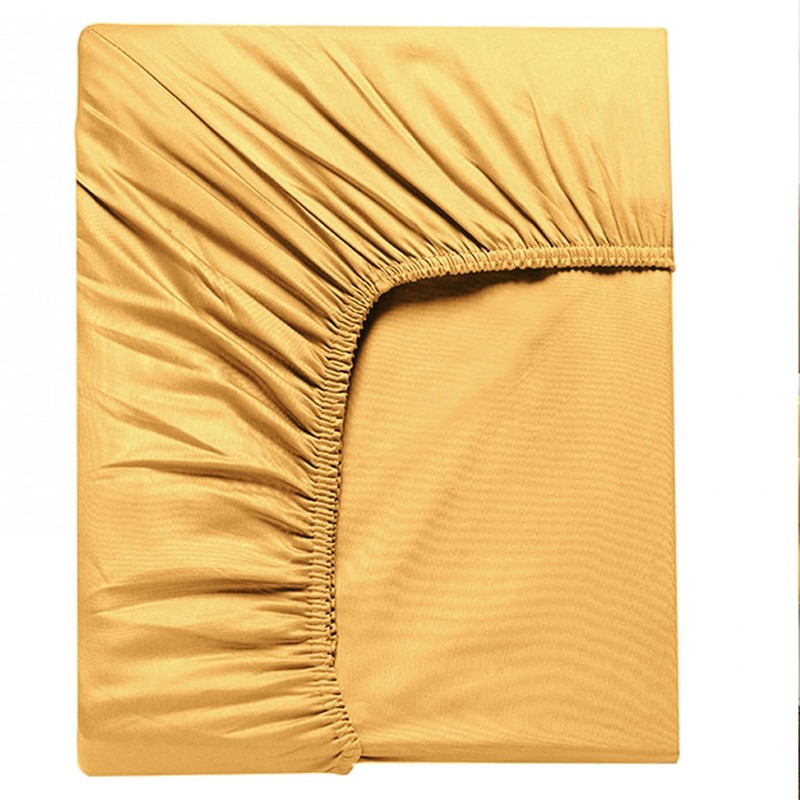 SSW HOMES Double Fitted Sheet Ochre - Deep Pocket 12
