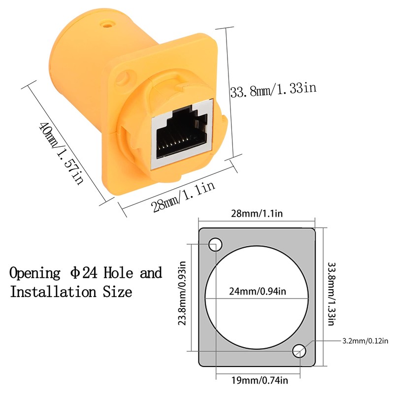 QIANRENON 90° Angle RJ45 Panel Mount Network Adapter CAT6 RJ45