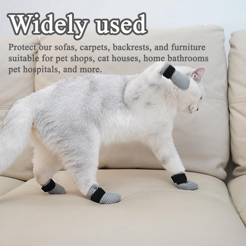 4 PCS Cat Mittens to Prevent Scratching, Adjustable Cat Booties