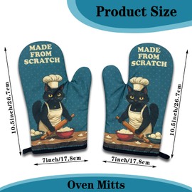 NAHMAKNE 2 Pack Funny Baking Cat Oven Mitts, Made from Scratch, Heat Resistant Silicone Non-Slip Mitts, Kitchen Baking Gifts for Bakers, Sweet Housewarming Gifts for Women Hostess Friend Cat Lovers