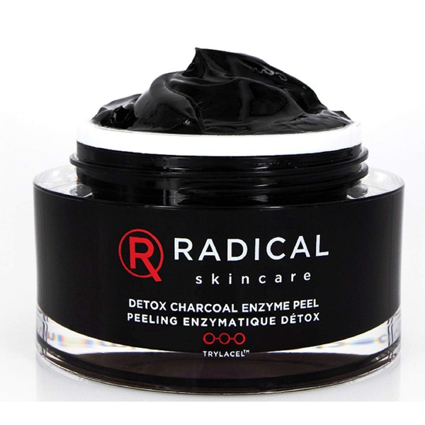 Radical Skincare Detox Charcoal Enzyme Peel - Powerful Formula w/ 11 Fruit Enzymes for Maximum Exfoliation | For All Skin Types Including Sensitive Skin | Cruelty & Paraben Free (1.7 oz)