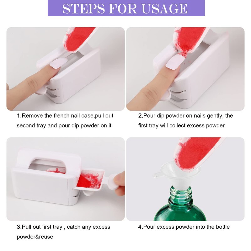 MWOOT Nail Dip Dipping Powder Recycling Tray System, French Nail