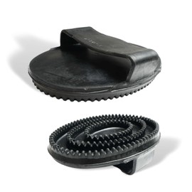 Small Rubber Bar for Children - Black Mini Curry Comb with Rubber Loop, Brush for Cleaning, Cleaning & Massage for Horses (Rubber Bar for Children (7 x 12 cm))
