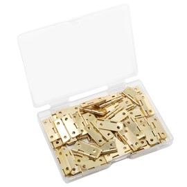 Adyoney 60 Pcs 24mmx19mm / 0.94" x 0.75" Gold Mini Hinges, 1 Inch Iron Rounded Corner Hinge, 1 Inch Cabinet Hinge for Jewelry Box, Drawer Cabinet Furniture