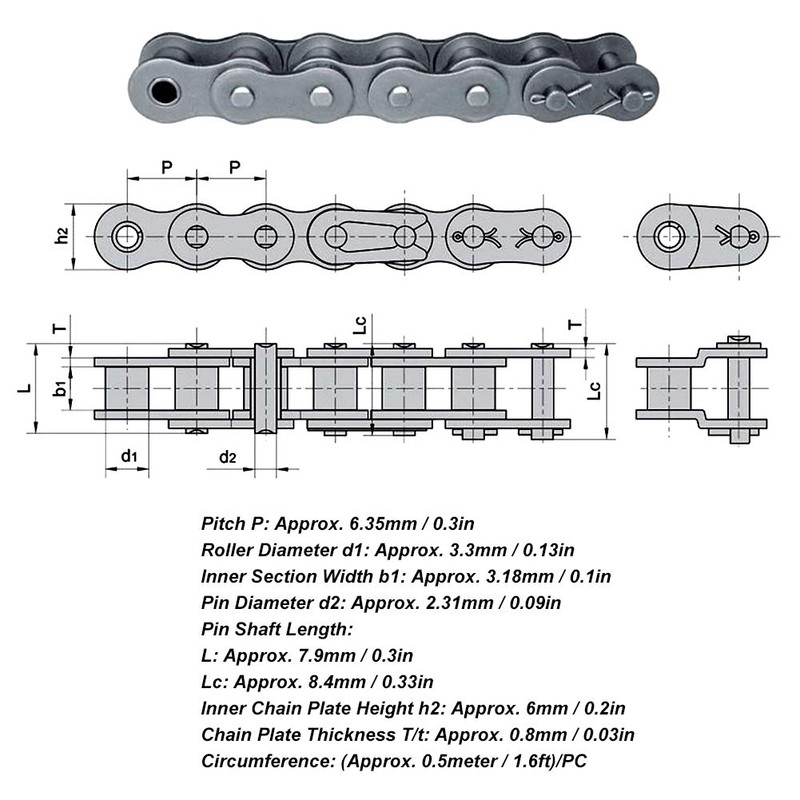 Fafeicy Roller Chain Robot Compatible with Carbon Steel 0.5 -