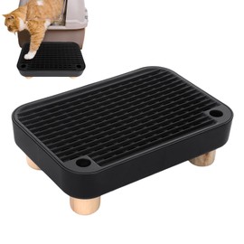 Cat Ramp Litter Box Step with Wooden Base for Litter Boxes,Litter Box Ramp for Cats Litter Boxes,Easy Cleaning Cat Steps with Filter Function for Seniors＆Kittens