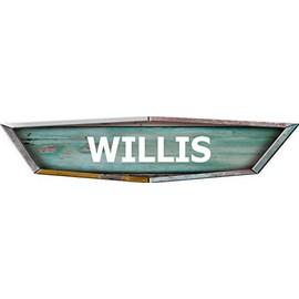 Willis Old School Retro Shaped Weathered Rustic Painted Wood Look Decal Bumper Sticker for use on Any Smooth Surface