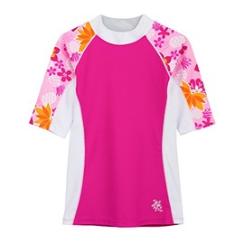 Tuga Girls Seaside S/S Rash Guard (UPF 50+), Taffy, 4/5 yrs