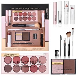 All-in-one Makeup Set for Women, Portable Make Up Set for Daily,Party Wedding with Versatile Make Up Palette,Makeup Gift Kit for Women Include Eyeshadow Lipstick Concealer Brush Eyeliner Mascara(11pc)