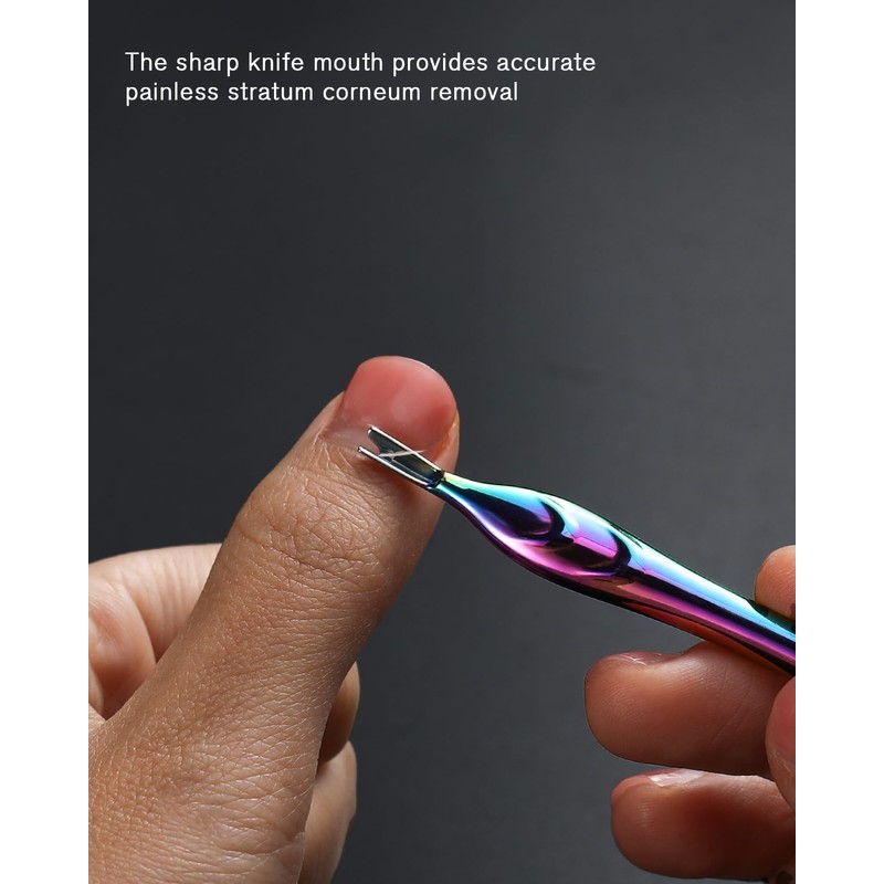 FERYES Cuticle Pusher with Fork, 2-in-1 Cuticle Trimmer Nail Care